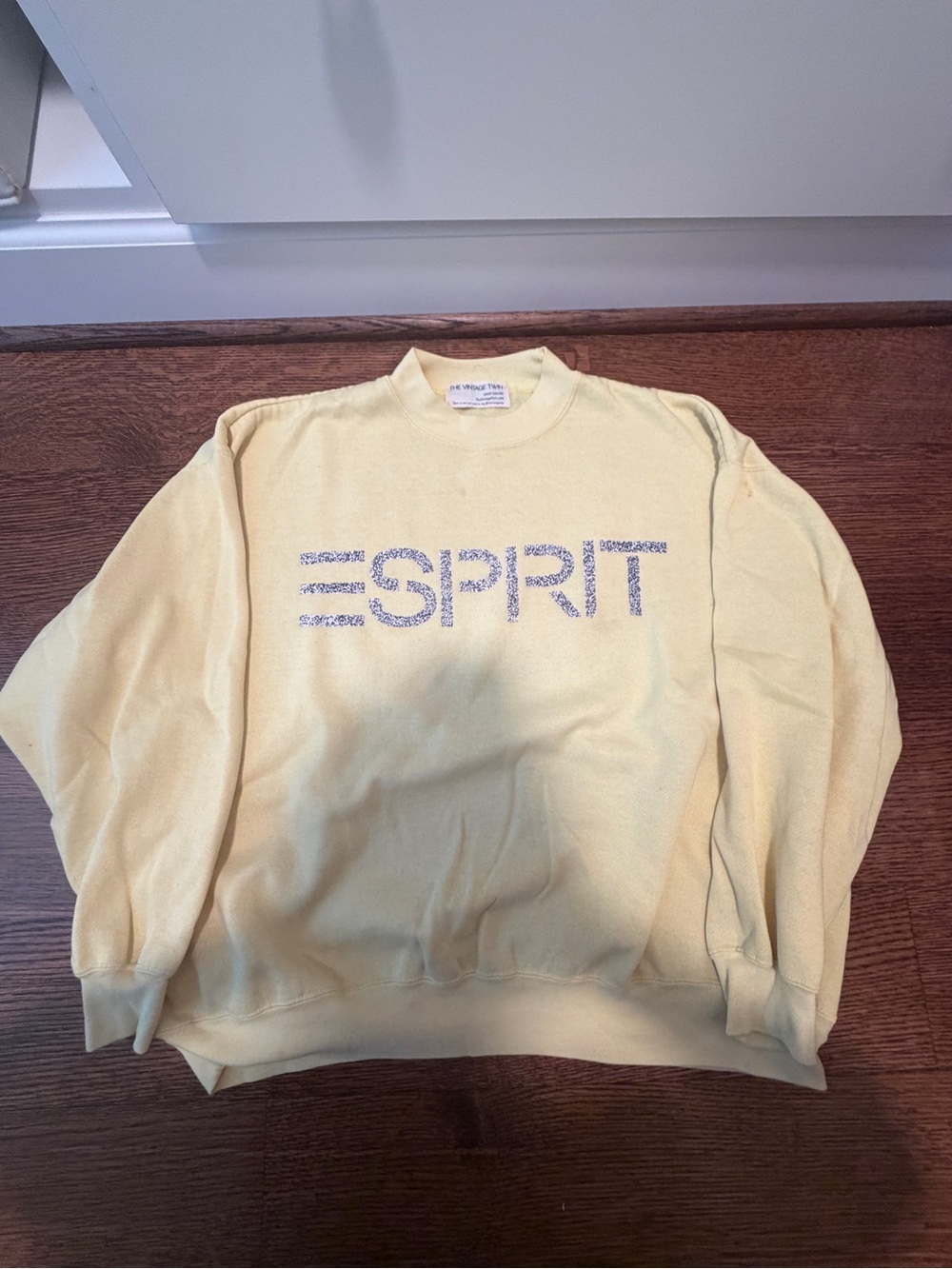 Esprit Men's Pale Yellow Crewneck Sweatshirt with Logo